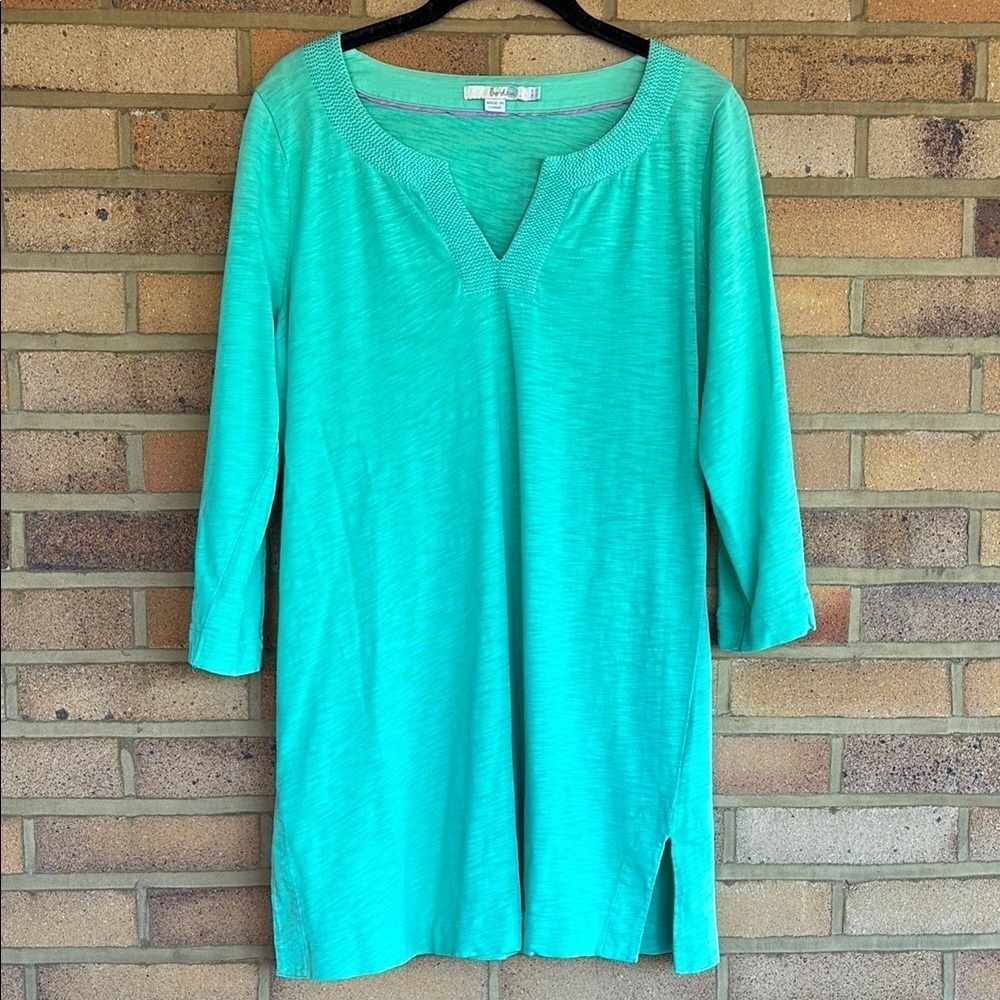 Boden Women’s 3/4 sleeve 100% Cotton V Neck Tunic MiniDress Size 10